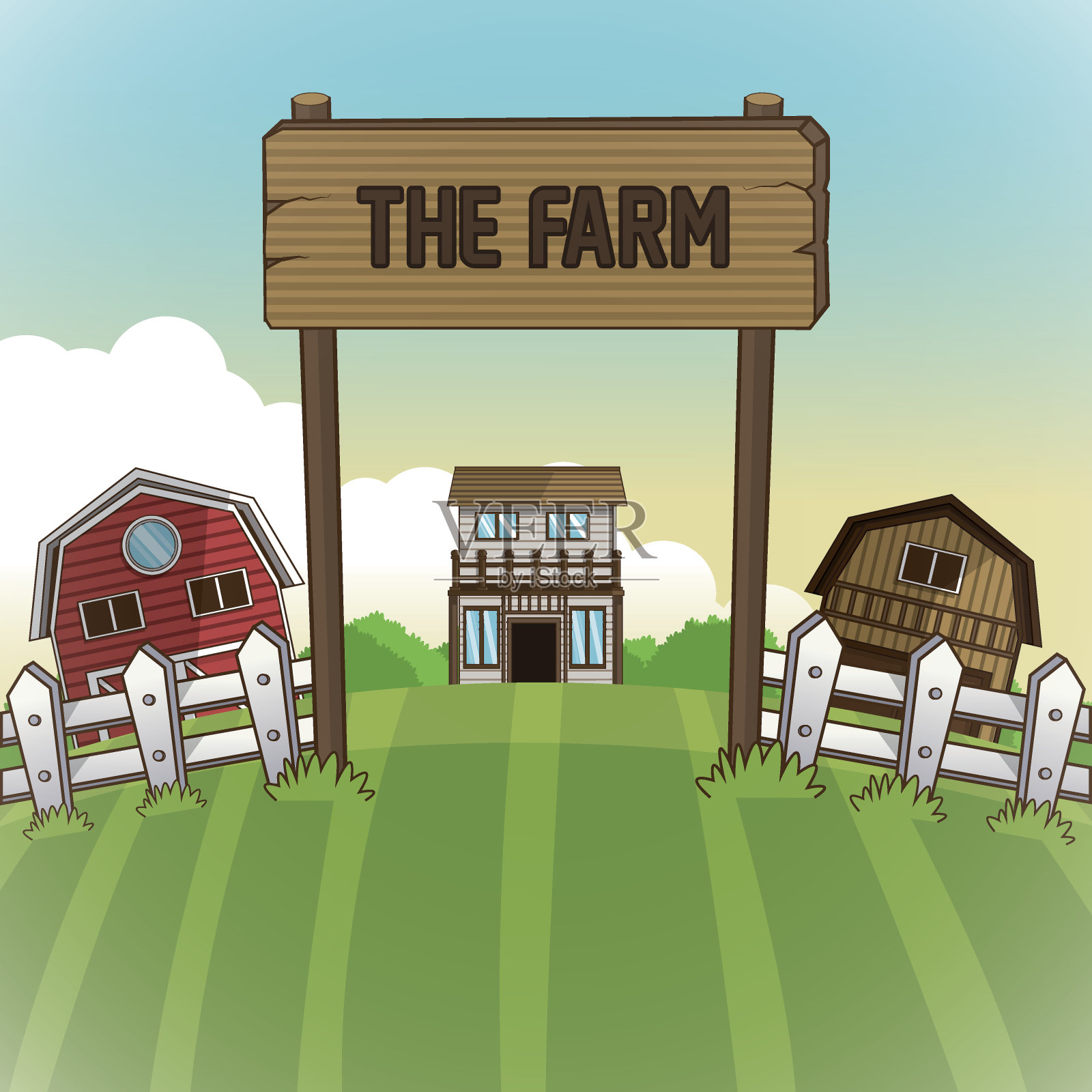 农场动物卡通,矢量插图